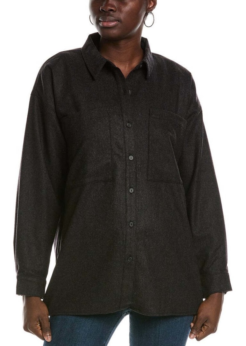 EILEEN FISHER Soft Flannel Classic Collar Wool Shirt