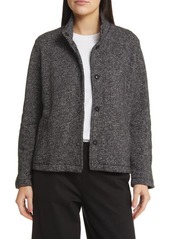 Eileen Fisher Stand Collar Organic Cotton Tweed Jacket