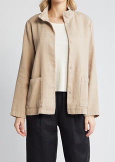 Eileen Fisher Stand Collar Organic Linen & Organic Cotton Jacket