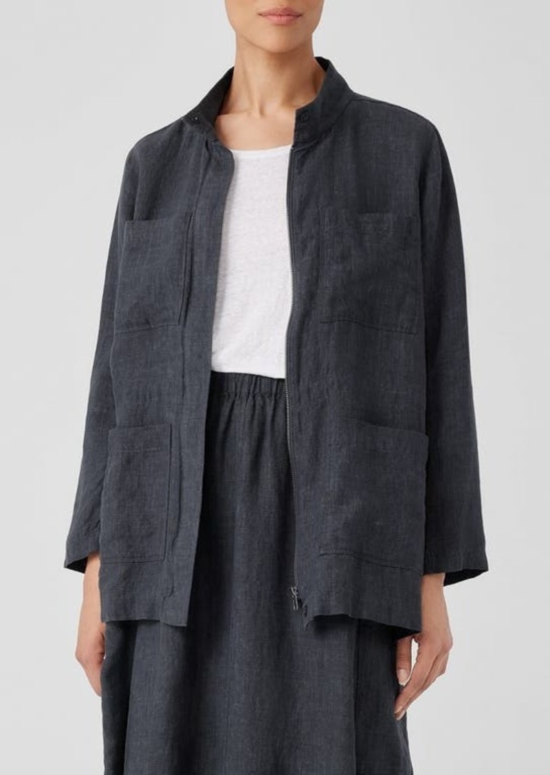 Eileen Fisher Stand Collar Organic Linen Jacket