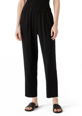 Eileen Fisher Tapered Silk Ankle Pants in Black at Nordstrom