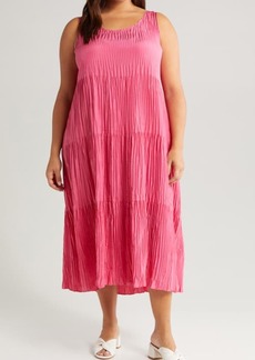 Eileen Fisher Textured Sleeveless Silk Midi Dress