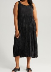 Eileen Fisher Textured Sleeveless Silk Midi Dress