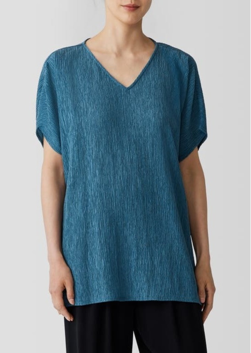 Eileen Fisher Textured V-Neck Tunic Top