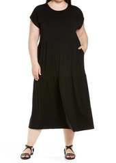 Eileen Fisher Tiered Midi Dress in Black at Nordstrom