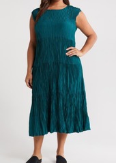 Eileen Fisher Tiered Pleated Silk Midi Dress