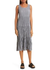 Eileen Fisher Tiered Pleated Silk Midi Dress