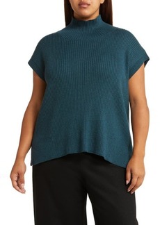 Eileen Fisher Turtleneck Short Sleeve Merino Wool Sweater