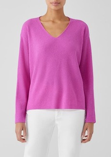 Eileen Fisher V-Neck Cashmere Rib Pullover Sweater