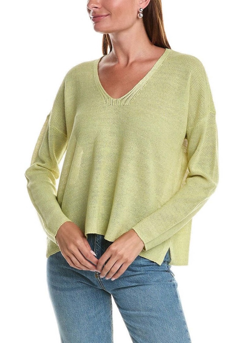 EILEEN FISHER V-Neck Linen Box Top