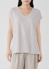 Eileen Fisher V-Neck Organic Linen & Cotton Tunic Sweater