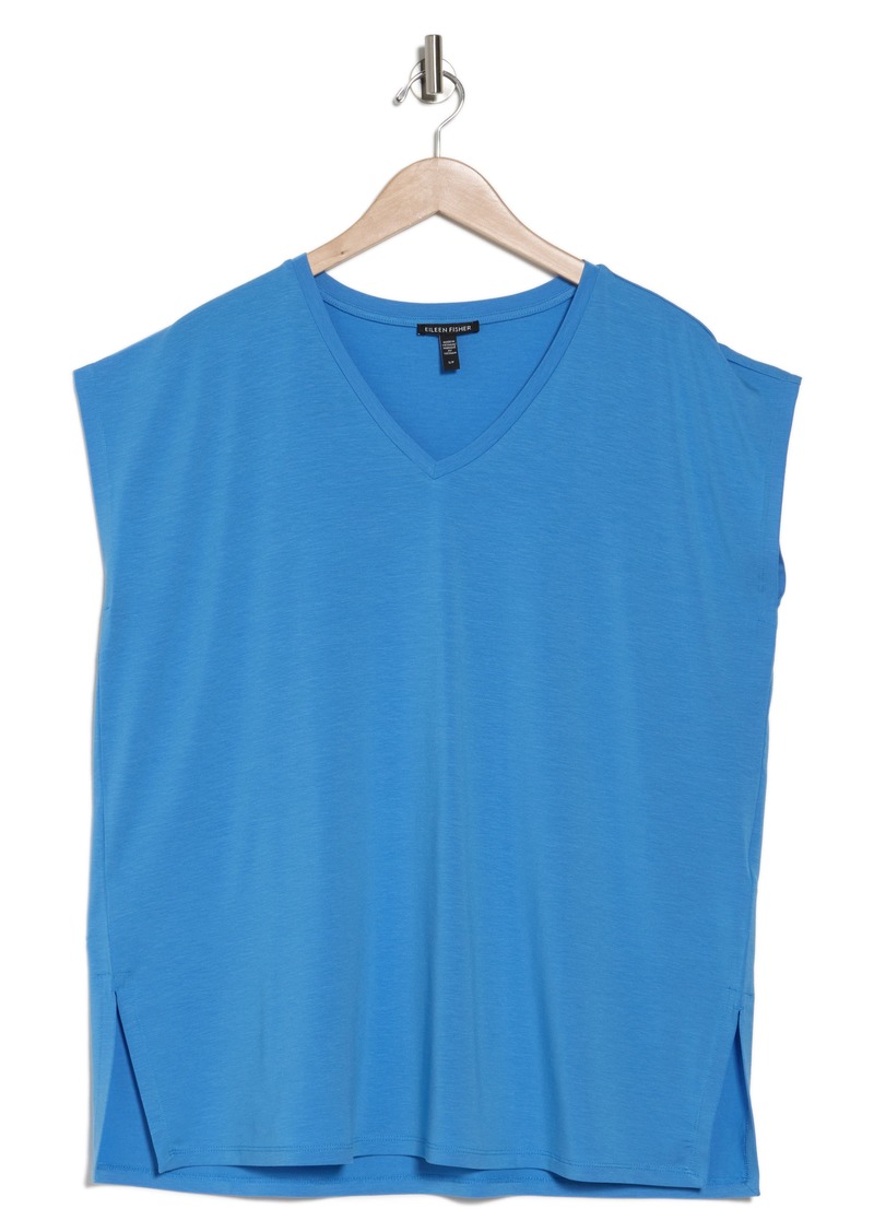 Eileen Fisher V-Neck Tencel® Lyocell T-Shirt in Calypso at Nordstrom Rack