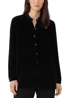 Eileen Fisher Velvet Mandarin Collar Long Shirt