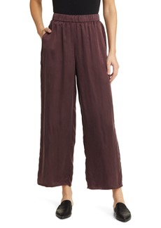 Eileen Fisher Wide Leg Satin Ankle Pants in Cassis at Nordstrom Rack