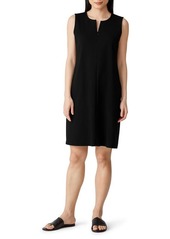 Eileen Fisher Zip Up Sleeveless Shift Dress in Black at Nordstrom