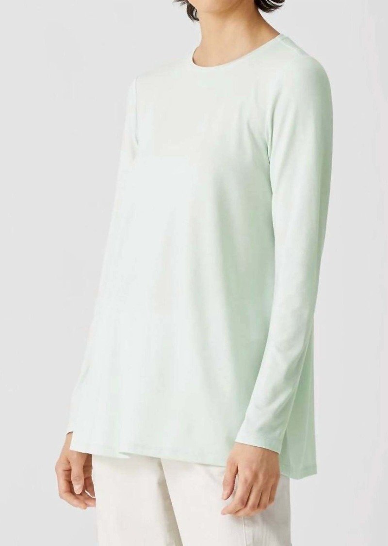 Eileen Fisher Fine Jersey Crew Neck Top In Young Fern