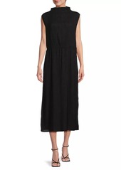 Eileen Fisher Funnel Neck Sleeveless Midi-Dress