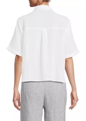 Eileen Fisher Gauze Cotton Short-Sleeve Shirt