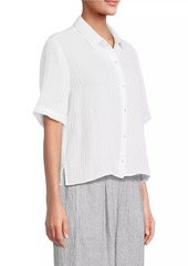 Eileen Fisher Gauze Cotton Short-Sleeve Shirt