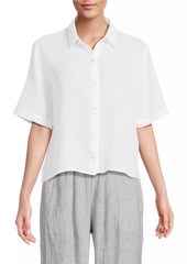 Eileen Fisher Gauze Cotton Short-Sleeve Shirt