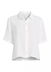 Eileen Fisher Gauze Cotton Short-Sleeve Shirt