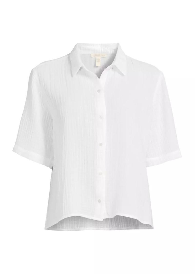 Eileen Fisher Gauze Cotton Short-Sleeve Shirt