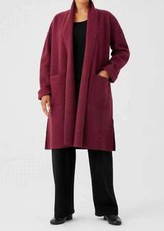 Eileen Fisher Lightweight Boiled Wool High Collar Coat In Red Cedar
