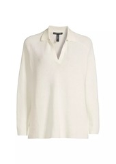 Eileen Fisher Linen-Blend V-Neck Polo Sweater