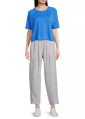 Eileen Fisher Linen-Cotton Short-Sleeve Knit Top