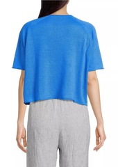 Eileen Fisher Linen-Cotton Short-Sleeve Knit Top