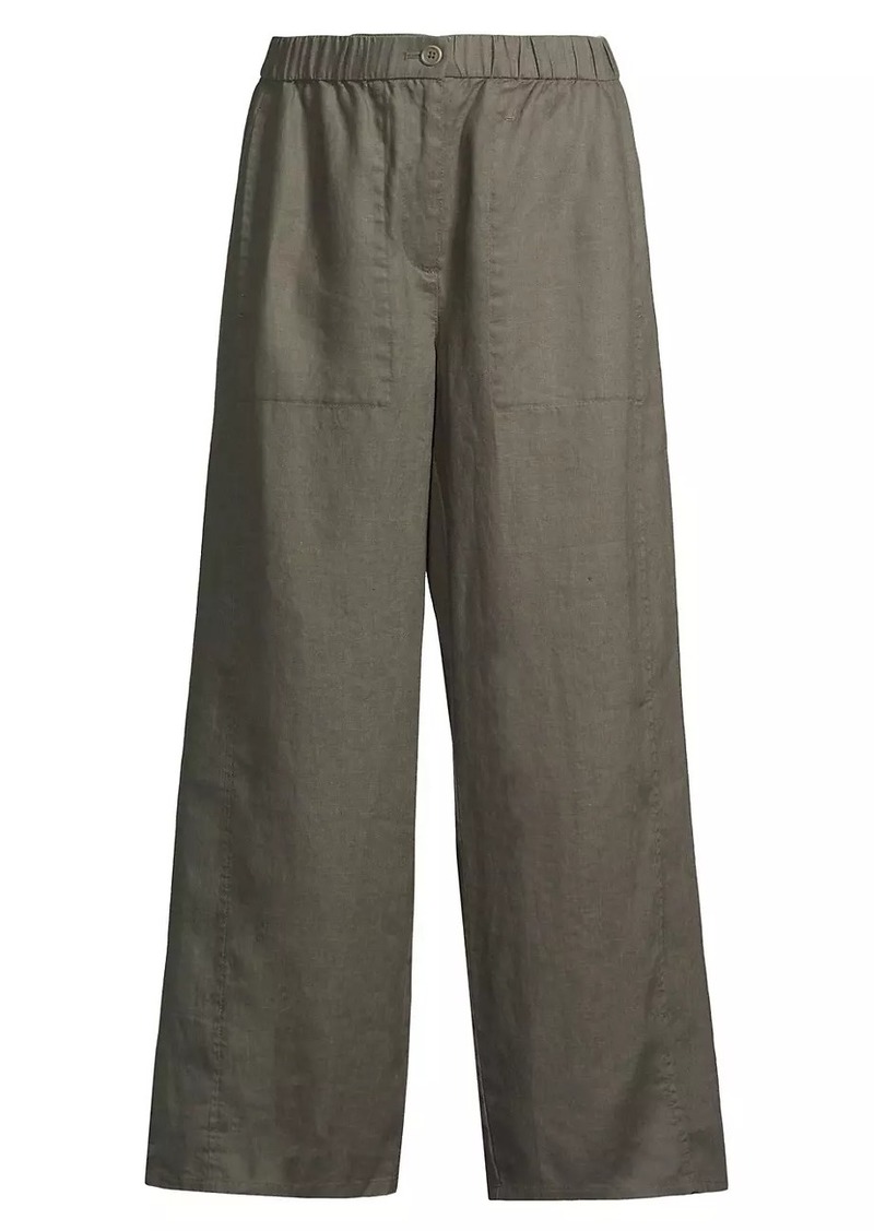 Eileen Fisher Linen Wide-Leg Ankle Pants