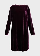 Eileen Fisher Long-Sleeve Velvet Mini Shift Dress