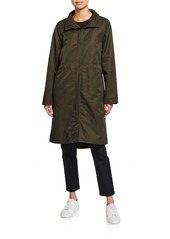 Eileen Fisher Lor Stand-Collar Zip-Front Fleece Lined Drawstring Waist Coat
