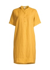 Eileen Fisher Mandarin Collar Linen Shirtdress