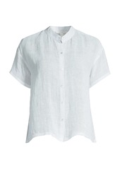 Eileen Fisher Mandarin Collar Short-Sleeve Shirt