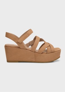 Eileen Fisher Mazy Suede Strappy Wedge Sandals