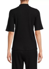 Eileen Fisher Mock Neck Elbow-Sleeve Top