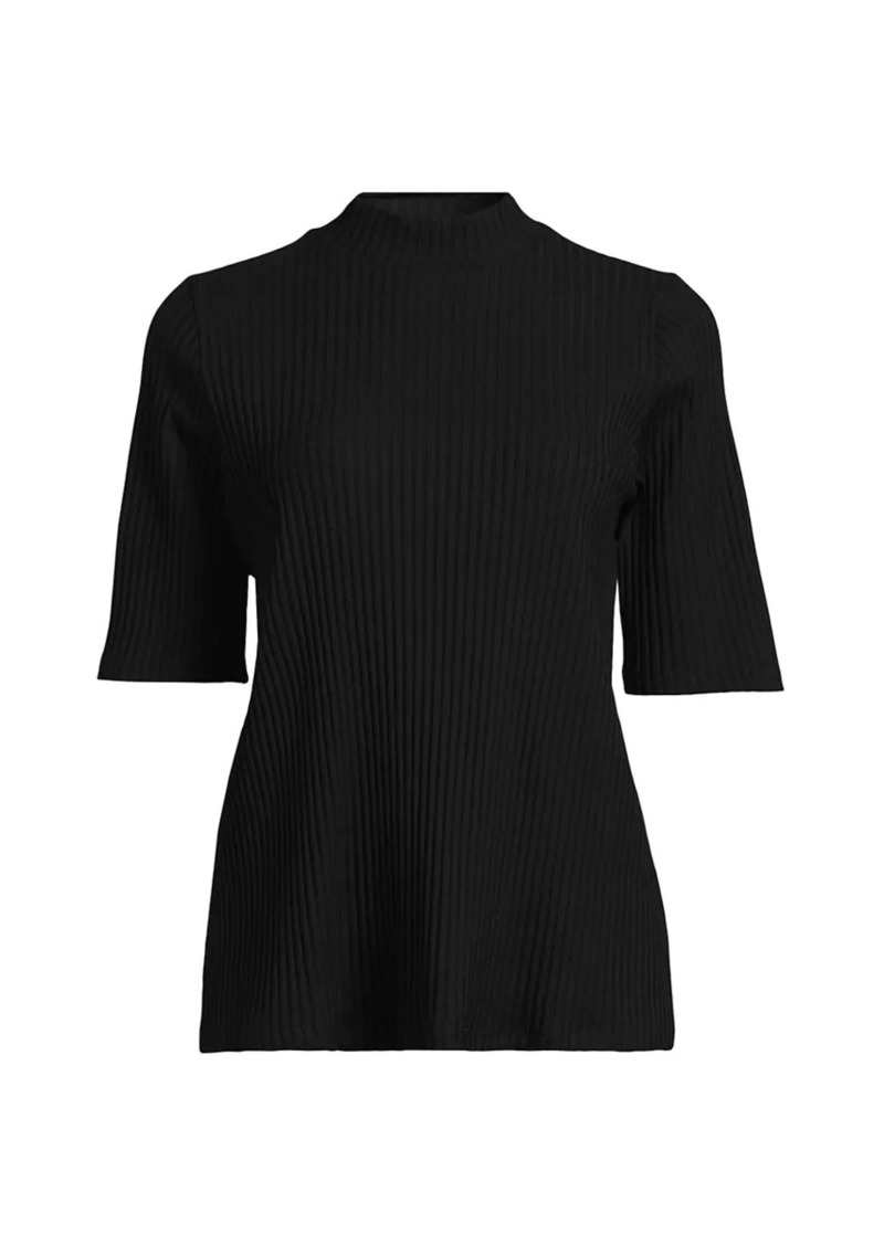 Eileen Fisher Mock Neck Elbow-Sleeve Top