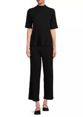 Eileen Fisher Mock Neck Elbow-Sleeve Top