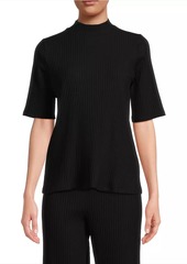 Eileen Fisher Mock Neck Elbow-Sleeve Top