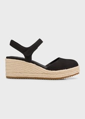 Eileen Fisher Nessa Suede Ankle-Grip Wedge Espadrilles