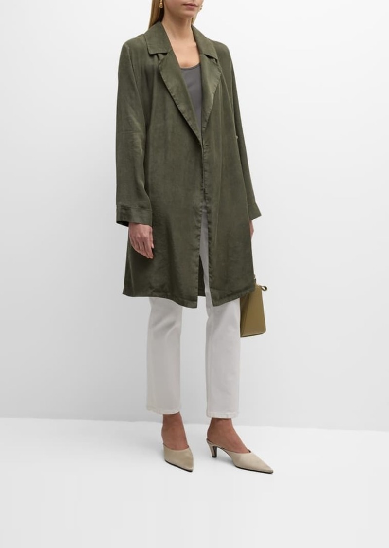 Eileen Fisher Notched-Lapel Garment-Dyed Woven Coat