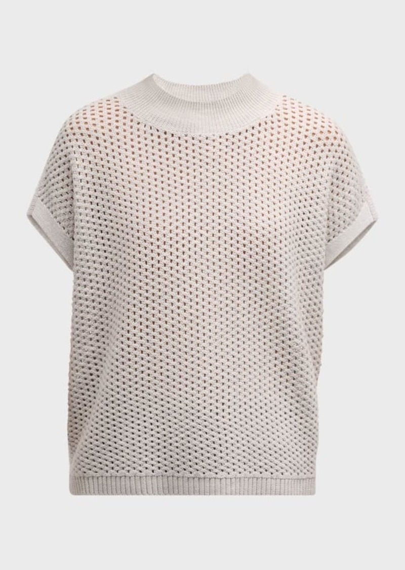 Eileen Fisher Open-Stitch Boxy Merino Wool Sweater