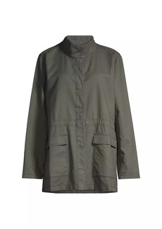 Eileen Fisher Organic Cotton-Blend Stand-Collar Jacket