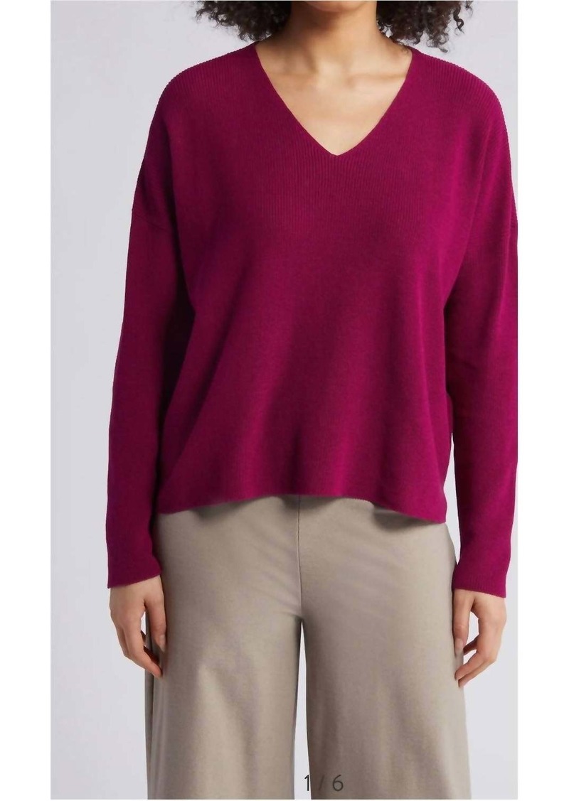 Eileen Fisher Organic Cotton Crepe V-Neck Top In Rhapsody