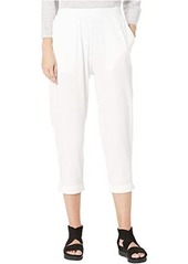 Eileen Fisher Organic Cotton Stretch Jersey Slouchy Cropped Pants w/ Faux Cuff