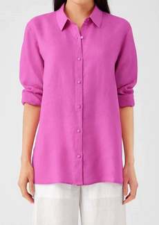 Eileen Fisher Organic Handkerchief Linen Classic Collar Shirt In Tulip