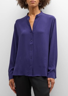 Eileen Fisher Petite Button-Down Georgette Crepe Blouse