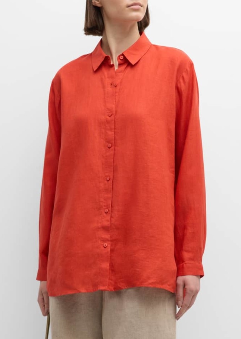 Eileen Fisher Petite Button-Down Organic Linen Shirt