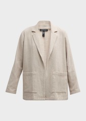 Eileen Fisher Petite Open-Front Organic Cotton Tweed Blazer